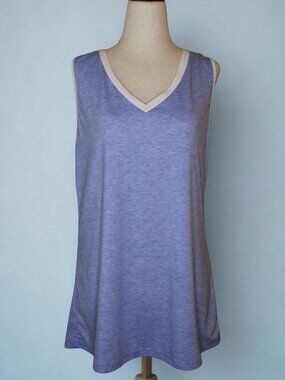 IRISGOD Periwinkle Heathered Knit V-Neck Tank Top Contrast Trim Size Large